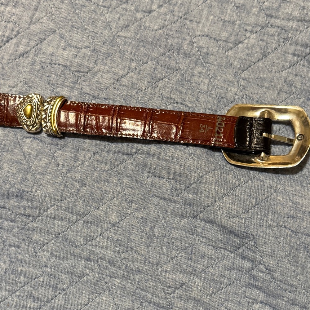 Brighton reversible 3 way black Brown leather Belt, Gold Silver Buckle large 34 - Picture 3 of 5